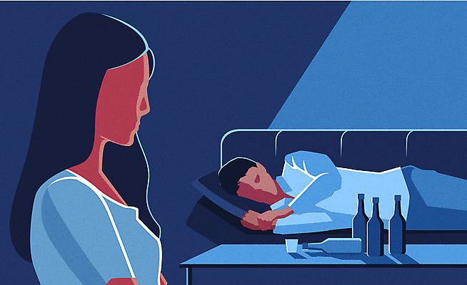 부부 응시 여자 남자 일러스트 주류 사람 성인 두명 파란색 소파 눕기 재판 알코올중독 이혼 얼굴없음 성인만 국내일러스트 AI파일 커플 시선 음료 컬러 의자 모션 법 중독 파일형식 벡터