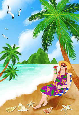 PSD 모자 여자 음료 바다 섬 의자 일러스트 갈매기 하늘 조개 여름음식 불가사리 수박 한명 들기 사람 앉기 성인 해변 여름 여름휴가 바캉스 선글라스 야자수 주스 여름풍경 소라 여자한명만 제철과일 국내일러스트 나무 1 잡화 계절 안경 음식 가구 과일 모션 조류 휴가 어패류 극피동물 풍경 제철 여자만 파일형식 여름_계절
