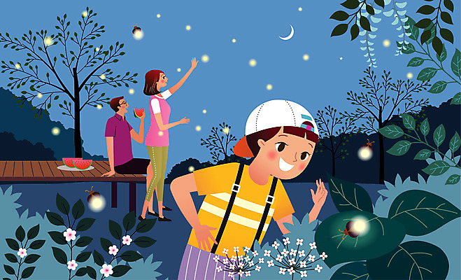 나무 여자 남자 꽃 별 아들 어린이 일러스트 가족 엄마 나뭇잎 여름음식 수박 여름방학 사람 소년 성인 세명 여름 여름휴가 바캉스 부모 시골 아빠 평상 반딧불이 제철과일 국내일러스트 AI파일 자연요소 식물 계절 음식 곤충 잎 과일 관계 방학 휴가 제철 파일형식 벡터 여름_계절