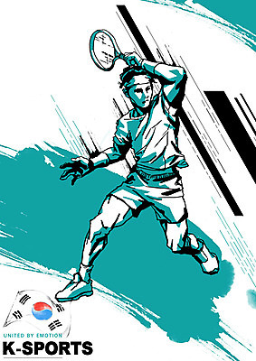 PSD 남자 스포츠 올림픽 일러스트 운동선수 건강 한명 경기 초록색 운동 파이팅 헬스 배드민턴라켓 태극기 배드민턴 배드민턴선수 남자한명만 국내일러스트 1 컬러 모션 사람 구기 라켓 국기 남자만 파일형식