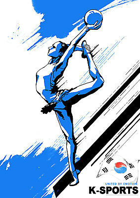 PSD 여자 스포츠 올림픽 일러스트 공 운동선수 건강 한명 경기 파란색 운동 파이팅 헬스 태극기 리듬체조 체조 리듬체조선수 여자한명만 국내일러스트 1 컬러 모션 사람 국기 여자만 파일형식