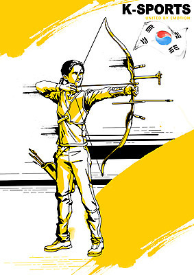 PSD 여자 스포츠 올림픽 일러스트 화살 운동선수 건강 한명 경기 운동 노란색 파이팅 헬스 태극기 활 양궁 양궁선수 여자한명만 국내일러스트 1 컬러 모션 사람 국기 여자만 파일형식