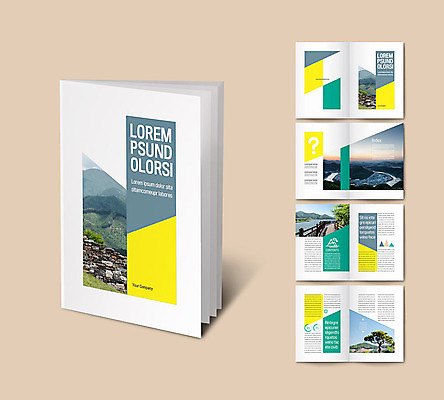 나무 템플릿 ZIP 리플렛 자연 산 풍경 팜플렛 사람없음 강 노란색 인디자인 INDD 이미지템플릿 식물 컬러 생태계 파일형식