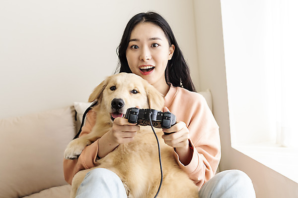 포토 JPG 한마리 여자 반려견 실내 한명 앉기 상반신 20대 성인 앞모습 반려동물 화목 한국인 게임 침대 골든리트리버 강아지 게임기 즐거움 반려 성인여자한명만 펫팸족 국내포토 동물 1 감정 뷰포인트 가구 컨셉 모션 놀이 사람 동양인 청년 내부 개 리트리버 신조어 여자한명만 성인여자만 파일형식