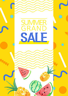 PSD 편집이미지 과일 여름음식 수박 타이포그라피 사람없음 여름 쇼핑 노란색 세일 파인애플 쿠폰 제철과일 이미지편집 문자 계절 음식 컬러 열대과일 제철 파일형식 여름_계절
