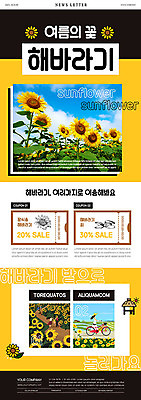 PSD 템플릿 여자 ZIP 여행 웹템플릿 꽃밭 여름꽃 해바라기 한명 여름 노란색 자전거 뉴스레터 이미지템플릿 1 계절 꽃 컬러 사람 바이크 파일형식 여름_계절