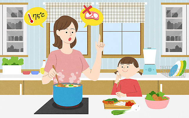 PSD 여자 딸 어린이 채소 일러스트 모녀 엄마 요리 상반신 성인 두명 주방 온도 식중독 여자만 국내일러스트 가족 사람 파일형식