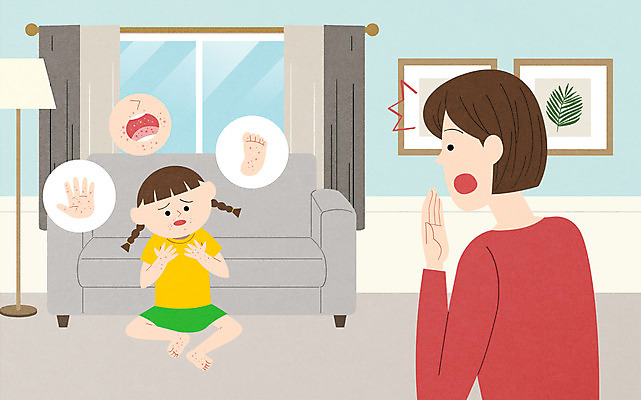 전신 PSD 여자 딸 어린이 거실 일러스트 모녀 엄마 상반신 성인 두명 소파 스탠드 알레르기 여자만 수족구병 국내일러스트 의자 가족 조명 사람 질병 파일형식