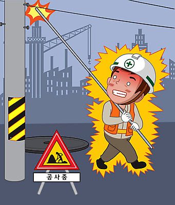 남자 일러스트 공사 한명 들기 사람 성인 건설현장 전선 막대기 안전모 전봇대 안전제일 공사중 산업재해 감전 감전사고 성인남자한명만 건설근로자 국내일러스트 AI파일 직업 1 공공시설 산업 모션 건설업 헬멧 안전장비 사건 재해 남자한명만 성인남자만 파일형식 벡터