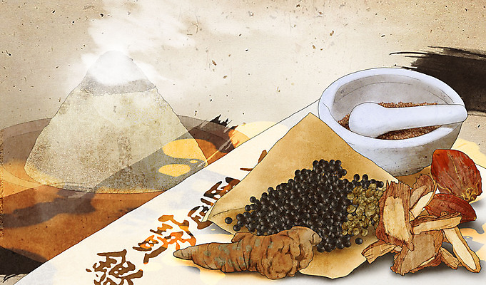 PSD 종이 일러스트 의학 건강 사람없음 갈색 버섯 한의학 약재 한약재 약초 한약 절구 건강식품 감초 둥글레 뜸 베이지색 환 국내일러스트 음식 컬러 약 도구 풀_식물 파일형식