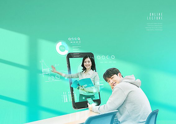 PSD 편집이미지 학생 여자 교육 남자 남학생 대학생 수업 들기 사람 상반신 20대 성인 두명 초록색 스마트폰 강사 한국인 수학 에듀 에듀케이션 온라인강의 성인만 스쿨팩 사회적거리두기 온택트 이미지편집 직업 캠페인 컬러 교과목 모션 동양인 청년 핸드폰 스마트기기 강의 파일형식 언택트