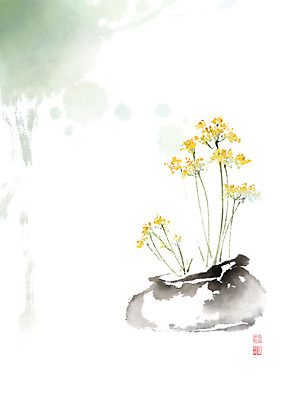 PSD 화분 줄기 일러스트 캘리그라피 붓터치 사람없음 꽃병 봄 번짐 꽃가지 국내일러스트 식물 계절 꽃 나뭇가지 파일형식 효과