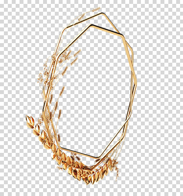 도형 식물 편집 편집이미지 꽃 잎 재질 나뭇잎 프레임 누끼 사람없음 3D 금속 금색 벼 황금 디지털합성 겹침 PNG 금박 팔각형 편집소스 컬러 곡류 파일형식