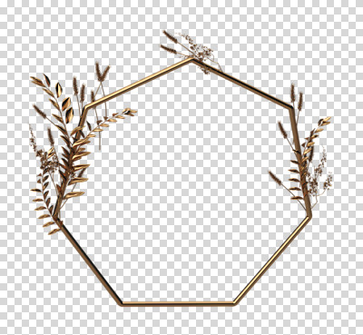 도형 식물 편집 편집이미지 꽃 잎 재질 나뭇잎 프레임 누끼 사람없음 3D 금속 금색 벼 황금 디지털합성 PNG 금박 팔각형 편집소스 컬러 곡류 파일형식