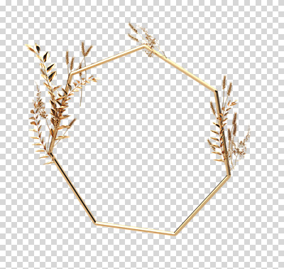 도형 식물 편집 편집이미지 꽃 잎 재질 나뭇잎 프레임 누끼 사람없음 3D 금속 금색 벼 황금 디지털합성 PNG 금박 팔각형 편집소스 컬러 곡류 파일형식