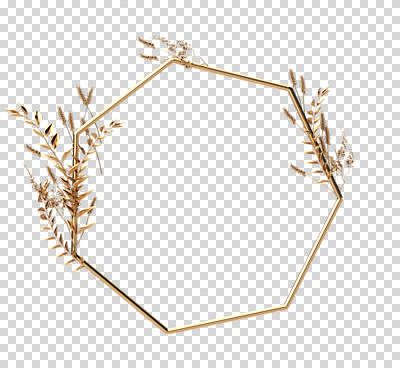 도형 식물 편집 편집이미지 꽃 잎 재질 나뭇잎 프레임 누끼 사람없음 3D 금속 금색 벼 황금 디지털합성 PNG 금박 팔각형 편집소스 컬러 곡류 파일형식
