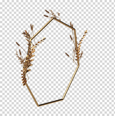 도형 식물 편집 편집이미지 꽃 잎 재질 나뭇잎 프레임 누끼 사람없음 3D 금속 금색 벼 황금 디지털합성 PNG 금박 팔각형 편집소스 컬러 곡류 파일형식
