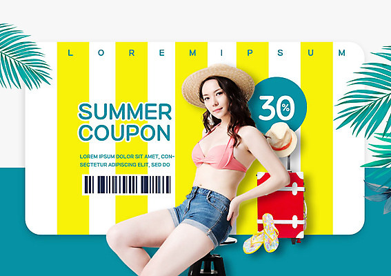 PSD 편집이미지 여자 한명 사람 앉기 상반신 20대 성인 초록색 여름 비키니 노란색 세일 여행가방 한국인 쿠폰 성인여자한명만 이미지편집 1 계절 수영복 컬러 가방 모션 동양인 청년 여자한명만 성인여자만 파일형식