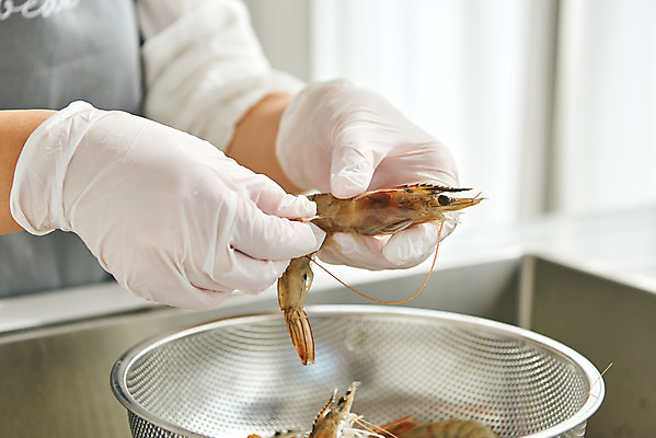 포토 JPG 손 여자 40대 중년 장갑 식재료 재료 새우 실내 요리 한명 근접촬영 신체부위 주방 앞치마 한국인 중년여자한명만 국내포토 1 잡화 뷰포인트 갑각류 사람 동양인 성인 내부 여자한명만 중년여자만 파일형식