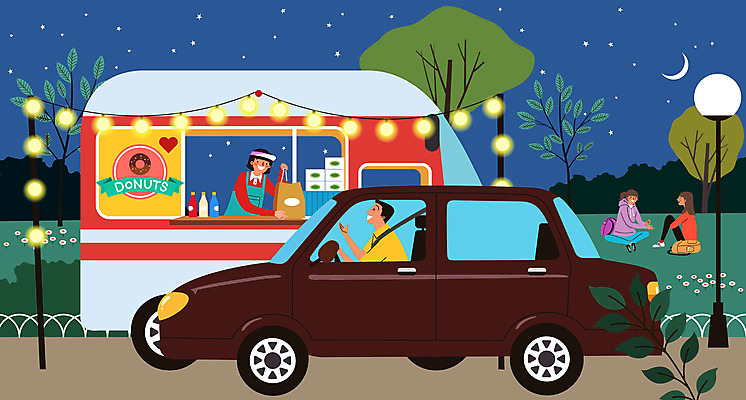 공원 여자 남자 꽃 별 야경 가로등 일러스트 자동차 조명 사람 여러명 성인 울타리 상자 종이봉투 운전 소스 도넛 구매 초승달 종업원 주기 푸드트럭 성인만 드라이브스루 국내일러스트 AI파일 자연요소 식물 직업 공공시설 육상교통 다수 모션 디저트 봉투 담장 쇼핑 트럭 달 양념 야간 파일형식 벡터 풍경_경치