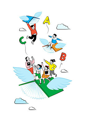 구름 학생 영어 여자 교육 남자 초등학생 어린이 날개 일러스트 학교 서기 들기 사람 앉기 소녀 소년 여러명 성인 책 스쿨라이프 교사 망원경 만세 비행 인사 즐거움 에듀 에듀케이션 스쿨팩 국내일러스트 AI파일 자연요소 직업 문자 라이프스타일 감정 다수 모션 예절 파일형식 벡터