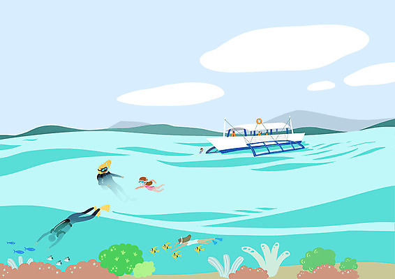 전신 PSD 여자 남자 딸 어린이 바다 일러스트 가족 휴가 여러명 성인 여름 파란색 여름휴가 바캉스 수영 아빠 잠수 즐거움 호핑투어 선박 부녀 국내일러스트 계절 감정 컬러 여행 다수 수상교통 관계 사람 수상스포츠 파일형식 여름_계절