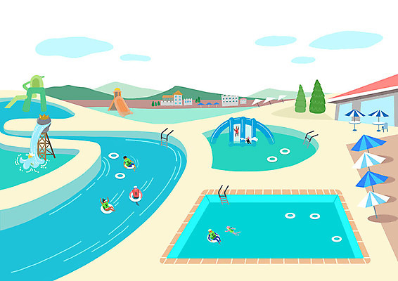 전신 PSD 여자 남자 어린이 일러스트 가족 물놀이 휴가 야외수영장 수영장 여러명 성인 여름 파란색 여름휴가 바캉스 수영 파라솔 즐거움 튜브 워터파크 국내일러스트 계절 감정 컬러 다수 관계 놀이 사람 수상스포츠 파일형식 여름_계절