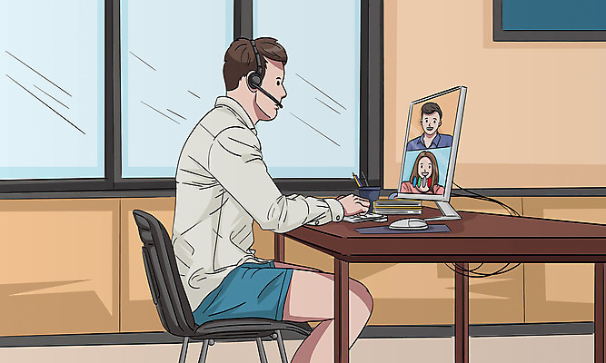 여자 남자 의자 일러스트 회의 모바일 사람 앉기 성인 세명 볼펜 모니터 헤드폰 헤드셋 마우스 비즈니스맨 비즈니스우먼 책상 재택근무 베이지색 화상통화 성인만 사회적거리두기 온택트 국내일러스트 AI파일 캠페인 컬러 음향기기 가구 비즈니스 모션 컴퓨터 펜 컴퓨터용품 직장인 통화 파일형식 벡터