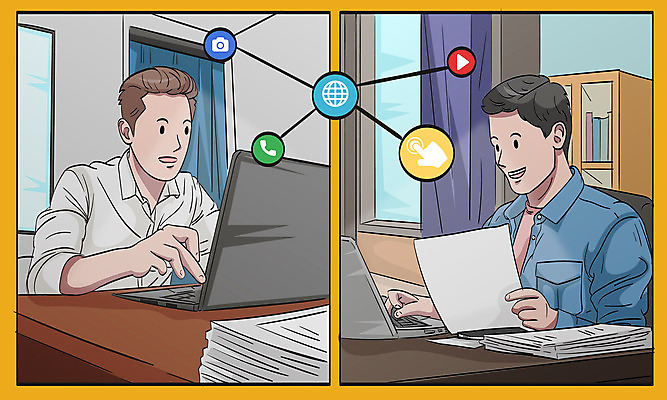 남자 일러스트 비즈니스 모바일 책장 사람 성인 두명 노트북 업무 커튼 비즈니스맨 책상 문서 재택근무 온라인 성인남자만 사회적거리두기 온택트 랜선라이프 국내일러스트 AI파일 라이프스타일 캠페인 가구 전자제품 작업 직장인 남자만 성인만 파일형식 벡터 언택트
