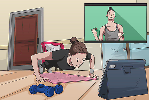 여자 의자 일러스트 모바일 사람 성인 두명 태블릿 강사 아령 매트 방문 온라인 온라인강의 성인여자만 홈트레이닝 사회적거리두기 온택트 오하운 랜선라이프 국내일러스트 AI파일 직업 라이프스타일 캠페인 가구 전자제품 스마트기기 운동 강의 신조어 여자만 성인만 파일형식 벡터 언택트