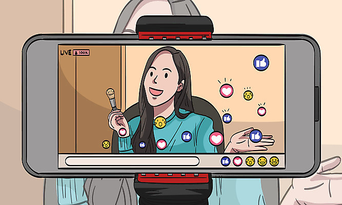 여자 일러스트 모바일 한명 들기 사람 성인 스마트폰 뷰티 촬영 하트 거치대 메이크업브러쉬 좋음 성인여자한명만 뷰티크리에이터 1인미디어 유튜버 온택트 국내일러스트 AI파일 모양 1 컨셉 모션 핸드폰 스마트기기 붓 방송 여자한명만 성인여자만 파일형식 벡터 크리에이터