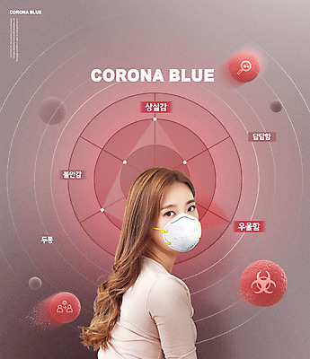 PSD 편집이미지 여자 그래프 마스크 한명 사람 20대 성인 빨간색 한국인 슬픔 뒤돌아보기 바이러스 사회이슈 우울감 성인여자한명만 코로나바이러스 코로나블루 델타변이바이러스 이미지편집 1 감정 컬러 컨셉 모션 동양인 청년 신조어 여자한명만 성인여자만 파일형식