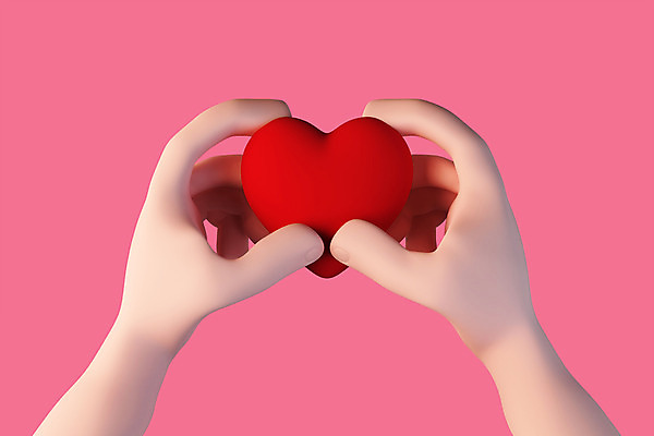 PSD 편집 편집이미지 손 분홍색 들기 손짓 신체부위 3D소스 3D 하트 마음 디지털합성 오브젝트 편집소스 편집3D 모양 컬러 모션 사람 파일형식