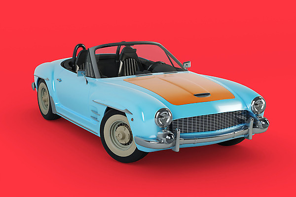 PSD 편집이미지 자동차 사람없음 한개 3D소스 3D 빈티지 입체 디지털합성 오브젝트 복고 빨간배경 편집소스 뉴트로 편집3D 1 육상교통 백그라운드 컨셉 빨간색 파일형식