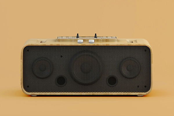 PSD 편집이미지 음악 사람없음 한개 3D소스 3D 스피커 빈티지 입체 디지털합성 오브젝트 복고 편집소스 갈색배경 뉴트로 편집3D 1 음향기기 백그라운드 컨셉 문화예술 갈색 파일형식