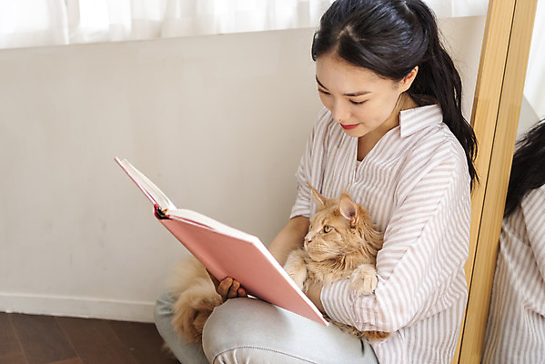 포토 JPG 한마리 여자 안기 실내 한명 앉기 상반신 20대 옆모습 책 반려동물 독서 고양이 화목 한국인 즐거움 소통 반려 성인여자한명만 반려묘 펫팸족 메인쿤 국내포토 동물 1 감정 뷰포인트 컨셉 포유류 모션 사람 동양인 청년 내부 신조어 여자한명만 성인여자만 파일형식