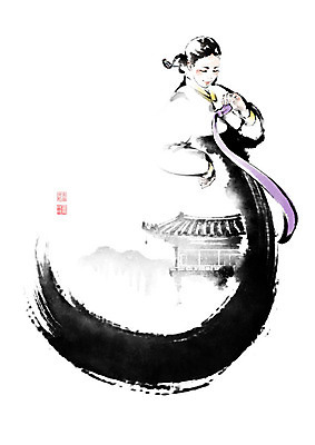 PSD 여자 허리손 일러스트 장신구 캘리그라피 붓터치 한옥 한명 사람 성인 한복 저고리 번짐 비녀 성인여자한명만 국내일러스트 1 한국전통 포즈 고건축 전통소품 전통의상 여자한명만 성인여자만 파일형식 효과 헤어액세사리