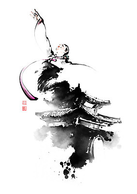 PSD 여자 일러스트 장신구 캘리그라피 붓터치 한옥 한명 사람 성인 춤 한복 저고리 번짐 비녀 성인여자한명만 국내일러스트 1 한국전통 고건축 문화예술 전통소품 전통의상 여자한명만 성인여자만 파일형식 효과 헤어액세사리