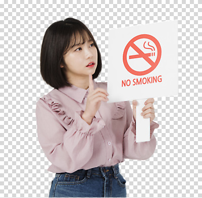 편집 편집이미지 여자 캠페인 담배 한명 서기 들기 누끼 사람 상반신 20대 성인 앞모습 팻말 한국인 금지 예절 금연 공공장소 PNG 예의범절 성인여자한명만 편집소스 1 뷰포인트 모션 프레임 동양인 청년 장소 사회이슈 여자한명만 성인여자만 파일형식