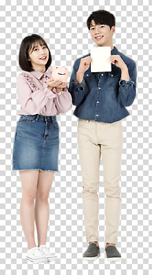 전신 편집 편집이미지 여자 남자 대학생 미래 서기 미소 들기 누끼 사람 성인 두명 앞모습 캐주얼 금융 청춘 저축 한국인 돼지저금통 재테크 통장 PNG 적금 청년만 성인만 편집소스 금융의날 학생 옷 뷰포인트 컨셉 모션 표정 동양인 경제 저금통 파일형식 법정기념일