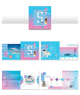 템플릿 여자 수영복 ZIP 리플렛 분홍색 사람 앉기 팜플렛 해변 세명 여름 30대 파란색 한국인 파라솔 성인여자만 인디자인 INDD 이미지템플릿 옷 계절 바다 컬러 모션 동양인 장년 여자만 성인만 파일형식