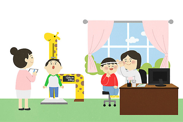 PSD 여자 남자 어린이 일러스트 창문 병원 서기 들기 사람 앉기 소년 여러명 성인 간호사 의사 책상 키_신체 체중계 소아과 키재기 건강검진 진료판 머리둘레 신장측정기 어린이병원 국내일러스트 가구 다수 신체 의학 의료기기 모션 진료 의료진 둘레 측정 검사_조사 파일형식