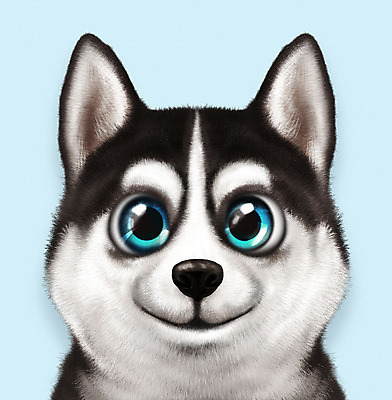 PSD 동물 한마리 반려견 일러스트 사람없음 파란색 반려동물 귀여움 개 강아지 시베리안허스키 썰매개 반려 증명사진 국내일러스트 1 컬러 컨셉 포유류 파일형식
