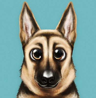 PSD 동물 한마리 반려견 일러스트 사람없음 파란색 반려동물 귀여움 개 강아지 반려 셰퍼드 증명사진 국내일러스트 1 컬러 컨셉 포유류 파일형식