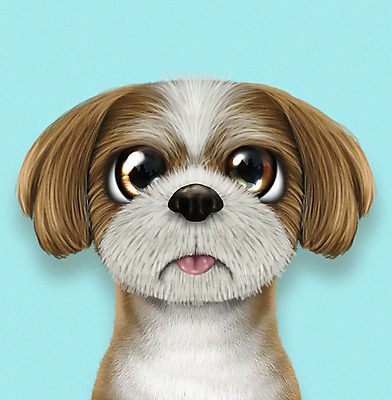 PSD 동물 한마리 반려견 일러스트 사람없음 파란색 반려동물 귀여움 개 강아지 시츄 소형견 반려 증명사진 국내일러스트 1 컬러 컨셉 포유류 파일형식