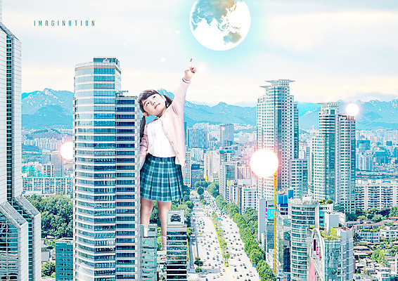 PSD 편집이미지 여자 지구 어린이 아파트 한명 사람 소녀 빌딩 건물 빛 희망 한국인 도시 도심 손뻗기 소녀한명만 이미지편집 1 건축물 감정 모션 주택 동양인 여자한명만 소녀만 파일형식