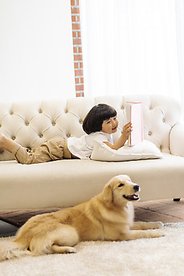 포토 JPG 전신 한마리 남자 행복 반려견 어린이 엎드리기 쿠션 거실 한명 옆모습 책 반려동물 소파 독서 화목 다정 한국인 골든리트리버 강아지 즐거움 반려 소년한명만 국내포토 동물 1 감정 뷰포인트 컨셉 의자 모션 사람 동양인 개 리트리버 남자한명만 소년만 파일형식