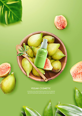 PSD 편집이미지 잎 과일 사람없음 초록색 바구니 화장품 무화과 비건화장품 이미지편집 식물 컬러 뷰티 천연화장품 파일형식