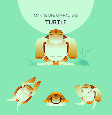 캐릭터 여러마리 일러스트 사람없음 세트 갈색 걷기 귀여움 점프 수영 수중동물 거북이 일러캐릭터 AI파일 동물 컬러 다수 컨셉 파충류 모션 수상스포츠 파일형식 벡터