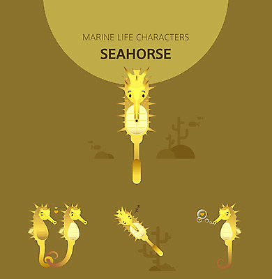 캐릭터 여러마리 일러스트 사랑 사람없음 세트 노란색 귀여움 수중동물 하트 잠 해마 일러캐릭터 AI파일 모양 동물 감정 컬러 다수 컨셉 바다동물 파일형식 벡터